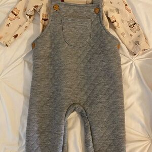 Gray Quilted Kids Overalls